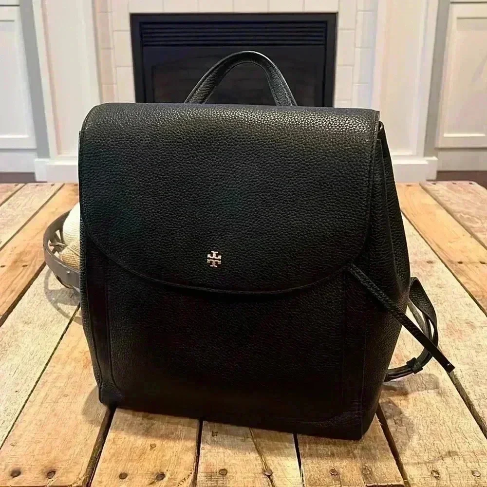 EUC Tory Burch Leather Backpack (Black) - Picture 1 of 9
